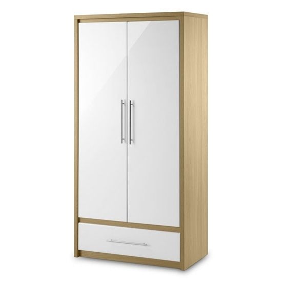 Oak And White Wardrobes Pertaining To Well Known Combination Wardrobe In Oak And White High Gloss (View 1 of 15)