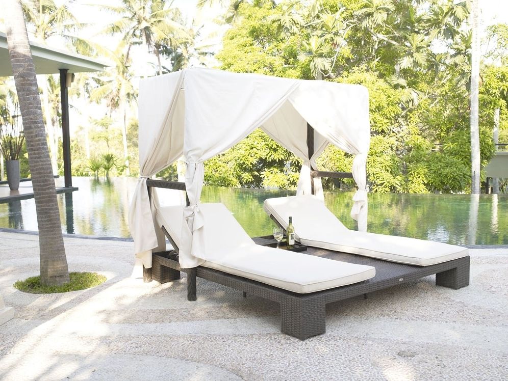 Patio Double Chaise Lounge Canopy House Decorations And Furniture Inside Trendy Chaise Lounge Chair With Canopy (Photo 9 of 15)