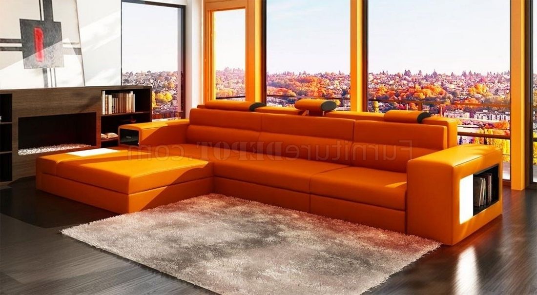 Polaris Mini Sectional Sofa In Orange Bonded Leathervig Throughout Most Popular Orange Sectional Sofas (Photo 1 of 10)