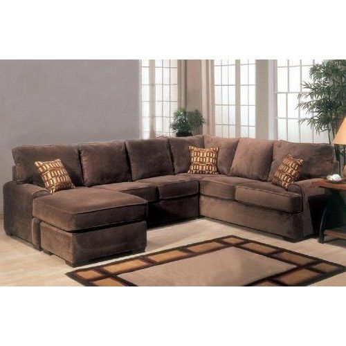 Popular Chocolate Brown Sectional Sofas Inside Amazon: Sectional Sofa Couch Chaise With Block Feet In (Photo 8 of 10)