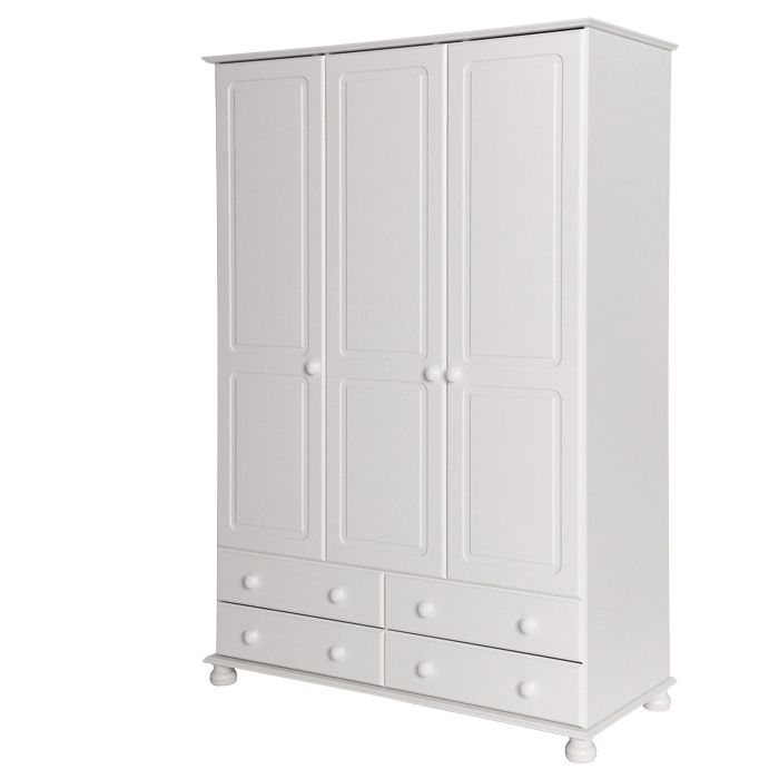 Popular White 3 Door Wardrobes With Drawers In Oslo White 3 Door 4 Drawer Wardrobe (View 1 of 15)