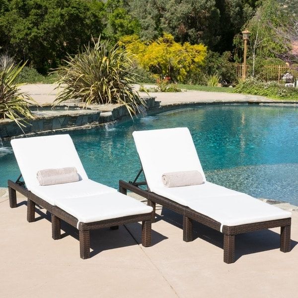 Preferred Overstock Outdoor Chaise Lounge Chairs Regarding Jamaica Outdoor Chaise Lounge With Cushion (set Of 2) (Photo 7 of 15)