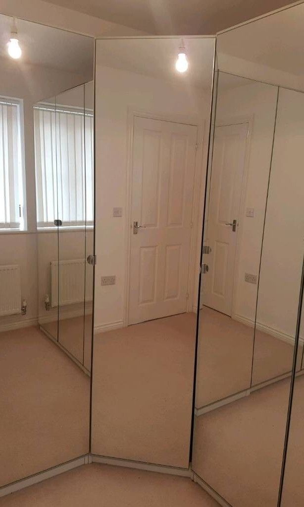 Preferred Sold** Ikea Pax Wardrobe 73cm Wide Corner White Frame With Mirror Intended For Corner Mirror Wardrobes (View 12 of 15)