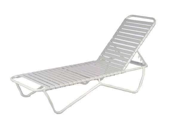 Quick Ship St. Lucia Vinyl Strap Chaise Lounge – Commercial White Within Most Recent Chaise Lounge Strap Chairs (Photo 11 of 15)