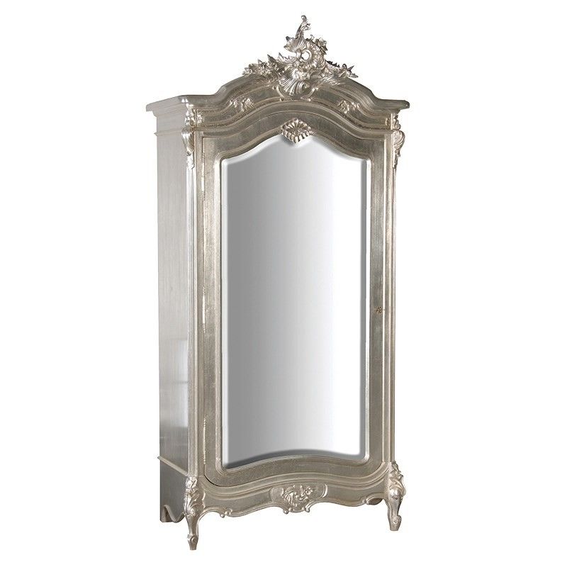Recent Tiffany Silver French Mirrored Armoire (View 1 of 15)