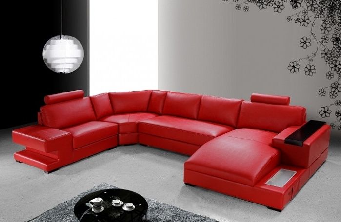 Red Leather Couches For 2017 Modern Red Leather Sectional Sofa (View 1 of 10)