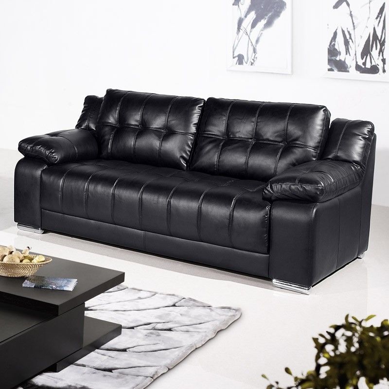 Sofa. Cozy Cheap Leather Sofas: Cheap Black Leather Sofa Patterned In 2017 Cheap Black Sofas (Photo 9 of 10)