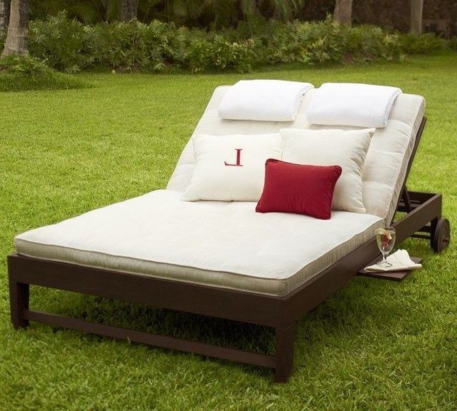 Traditional Double Chaise Lounge With Cushions For Outdoor For Most Popular Chaise Lounge Sun Chairs (View 8 of 15)