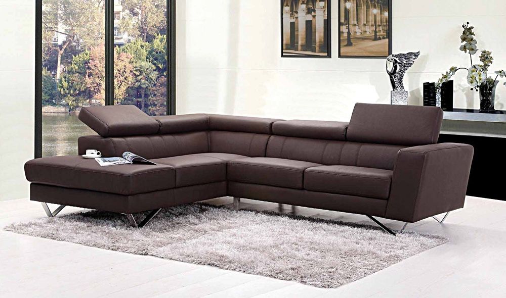 Trendy Leather L Shaped Sectional Sofas Within Liza Leather L Shaped Sectional Sofa (View 4 of 10)