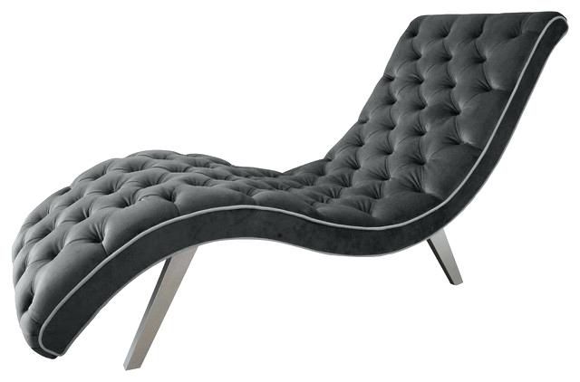 Tufted Chaise Lounge Chair Velvet Tufted Chaise Lounge Cosmic Gray Inside Best And Newest Alessia Chaise Lounge Tufted Chairs (View 15 of 15)