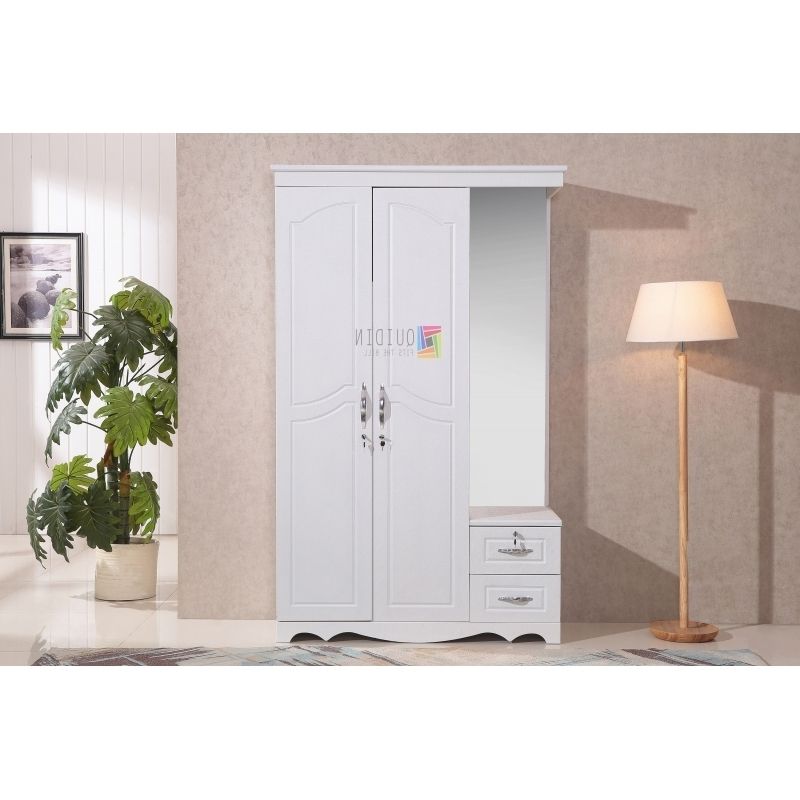Two Door White Wardrobes Inside Well Known Beautiful White Double Door Mirror Wardrobe With 2 Drawers Bedroom (View 8 of 15)