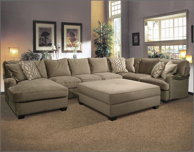 U Shaped Fabric Sectional Sofa With Large Ottoman On Super Elegant Regarding Well Liked Sofas With Large Ottoman (View 2 of 10)