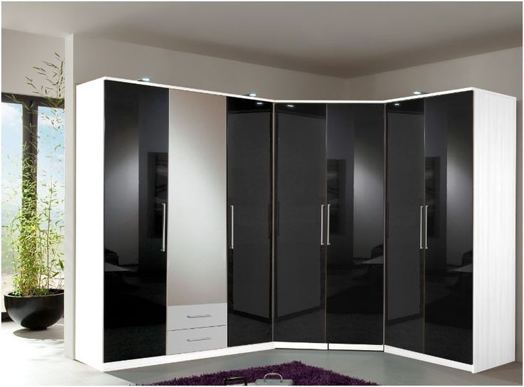 Wardrobe Furniture, Bed In Trendy Black Shiny Wardrobes (View 5 of 15)