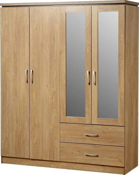 Wardrobes With 4 Doors Regarding Most Recent Charles 4 Door 2 Drawer Mirrored Wardrobe I The Product (View 1 of 15)
