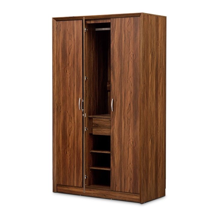 Well Known Buy Stark Three Door Wardrobe With Mirror In Walnut Colour Online Pertaining To Walnut Wardrobes (View 9 of 15)