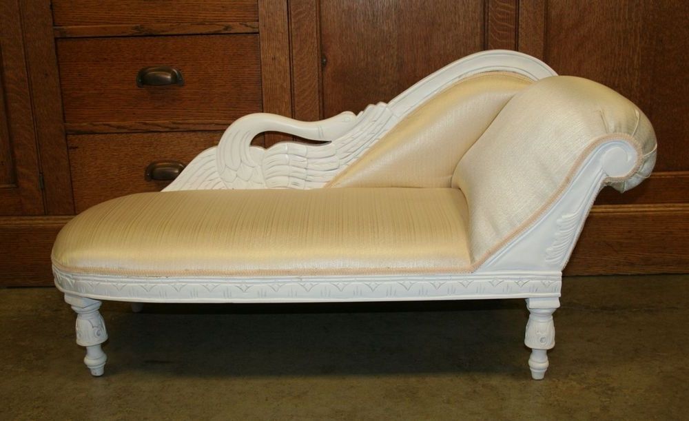Well Known Children's Chaise Lounges With Regard To Child's Swan Chaise Lounge Sofa—white W/ Champagne Fabric (View 2 of 15)