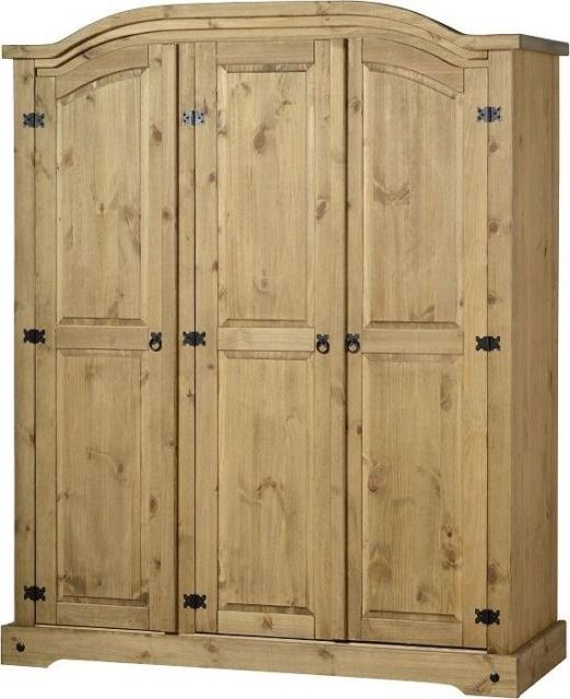 Well Known Seconique Corona Bedroom Furniture Wardrobes In Distressed Waxed Intended For 3 Door Pine Wardrobes (View 10 of 15)