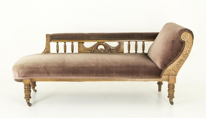 Well Known Vintage Chaise Lounges Regarding Antique Walnut Sofa, Chaise Lounger, Vintage Chaise, Antique Couch (View 5 of 15)