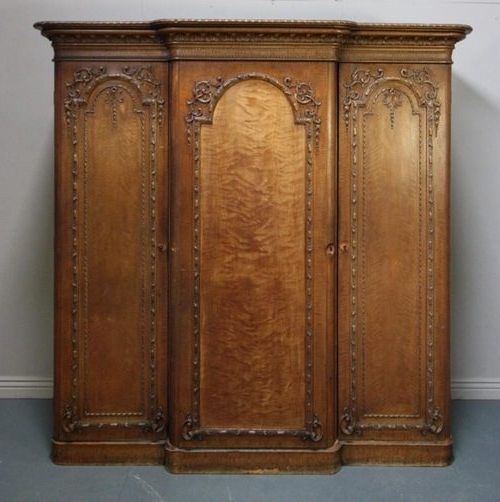 Well Liked Antique Painted Pine Breakfronted Triple Wardrobe – Antiques Atlas For Antique Triple Wardrobes (View 2 of 15)