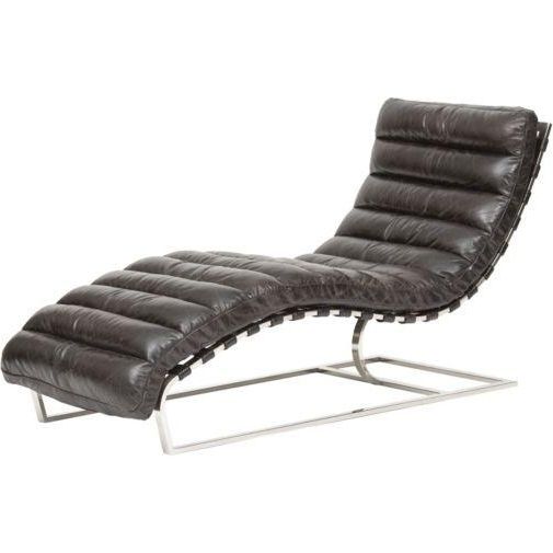 Well Liked Black Leather Chaise Lounge Chairs For Leather Lounge, Ebony I High Fashion Home (Photo 6 of 15)