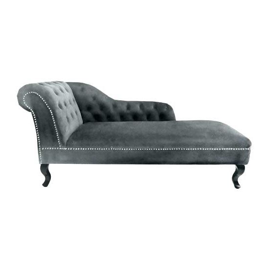 Well Liked Tufted Chaise Lounge Chesterfield Chaise Lounge In Grey Velvet And Throughout Grey Chaise Lounges (View 11 of 15)