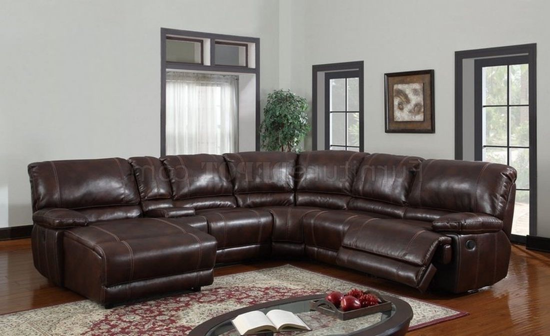 Well Liked U1953 6pc Reclining Sectional Sofa In Brown Bonded Leather Intended For Leather Recliner Sectional Sofas (Photo 1 of 10)
