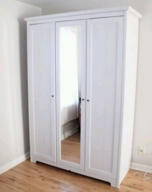 White 3 Door Wardrobes With Mirror With Regard To Fashionable White 3 Door Ikea Aspelund Wardrobe With Mirror In Chesterfield  (View 7 of 15)