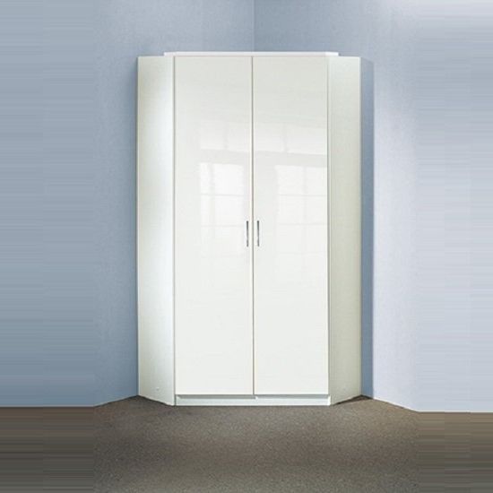 White Gloss Wardrobes With Regard To Popular Alton Corner Wardrobe In High Gloss Alpine White With  (View 6 of 15)