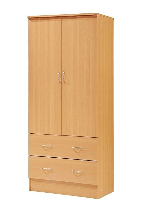 Widely Used Amazon: Hodedah Two Door Wardrobe, With Two Drawers, And Within Wardrobes And Chest Of Drawers Combined (View 11 of 15)