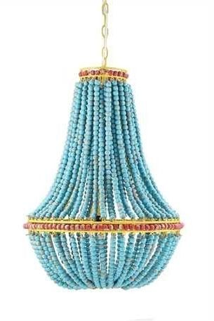 17.5'' Rounch And 26'' Tall Wood Beaded Chandelier In Store Pick Up Pertaining To Trendy Turquoise Wood Bead Chandeliers (Photo 4 of 10)