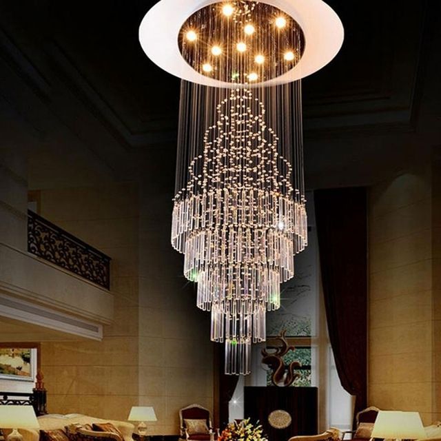 2017 New Luxury Staircase Long Crystal Chandelier Art Deco Stairwel Intended For Trendy Staircase Chandeliers (Photo 1 of 10)