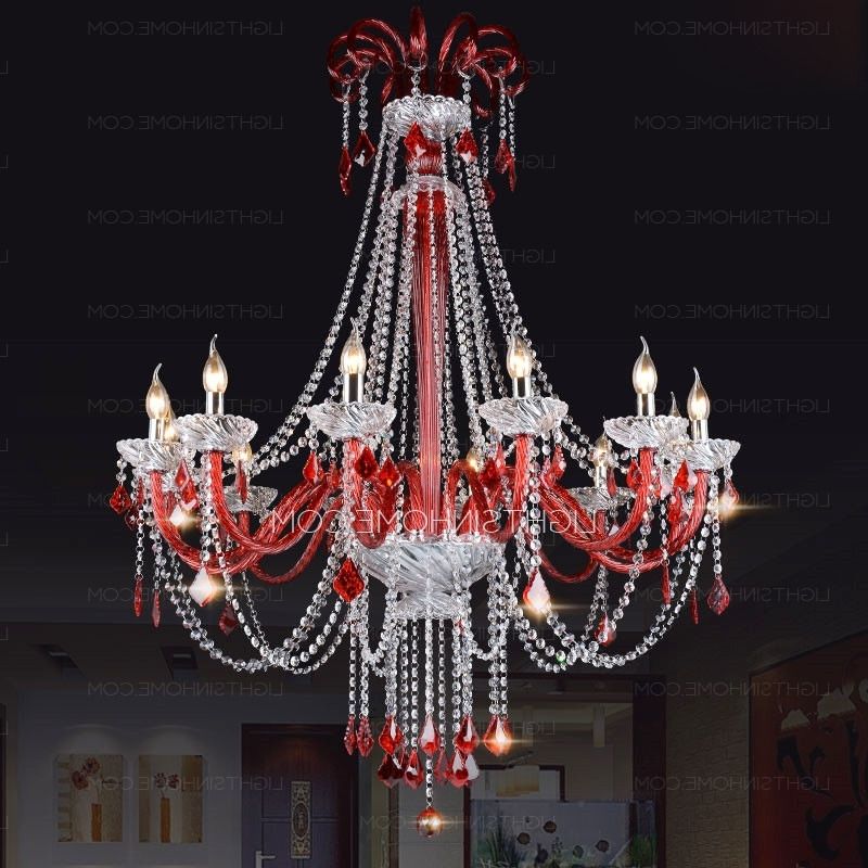 2018 Red Chandeliers In Best 12 Light Red Chandeliers Candle Type K9 Crystal (Photo 1 of 10)