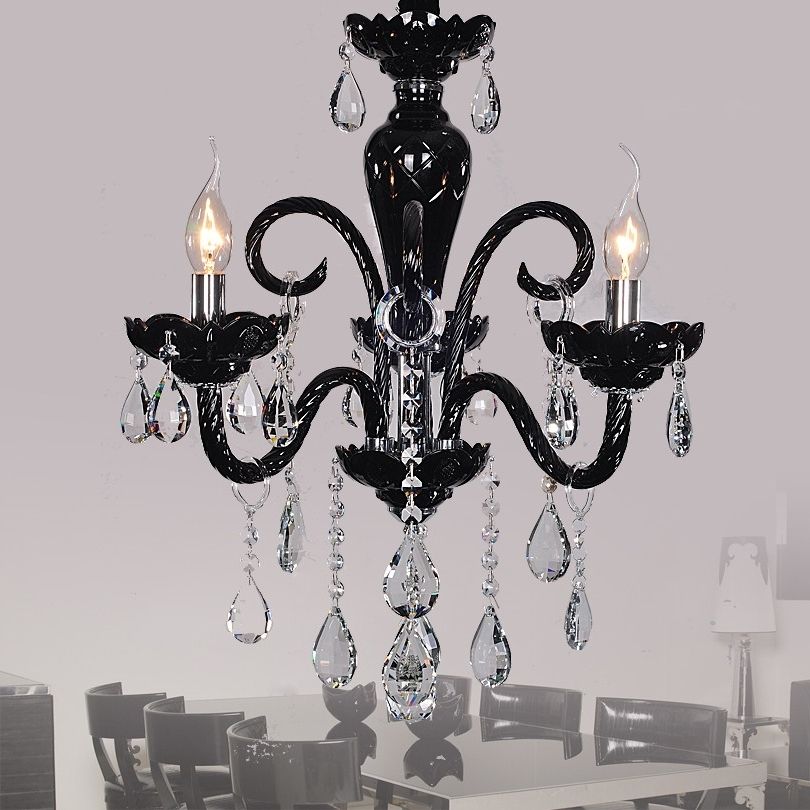 3 Light Crystal Chandeliers In Widely Used Narius 3 Light Crystal Chandelier In Black Finish – Chandeliers (Photo 7 of 10)
