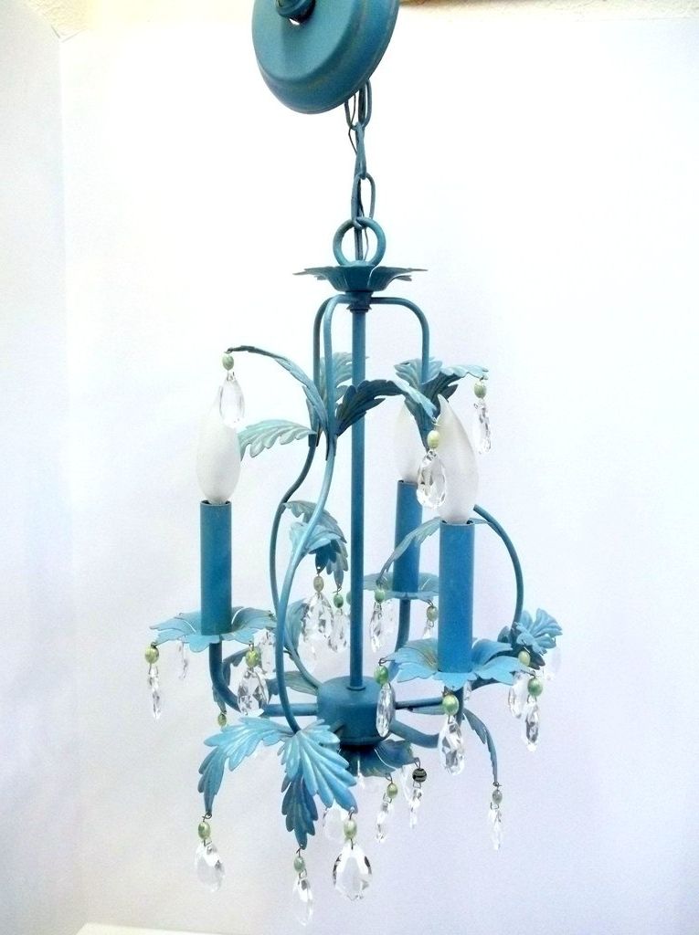 Aqua Blue Tole Crystal Chandelier Birdcage Shaped Light Turquoise In Newest Turquoise Birdcage Chandeliers (Photo 10 of 10)