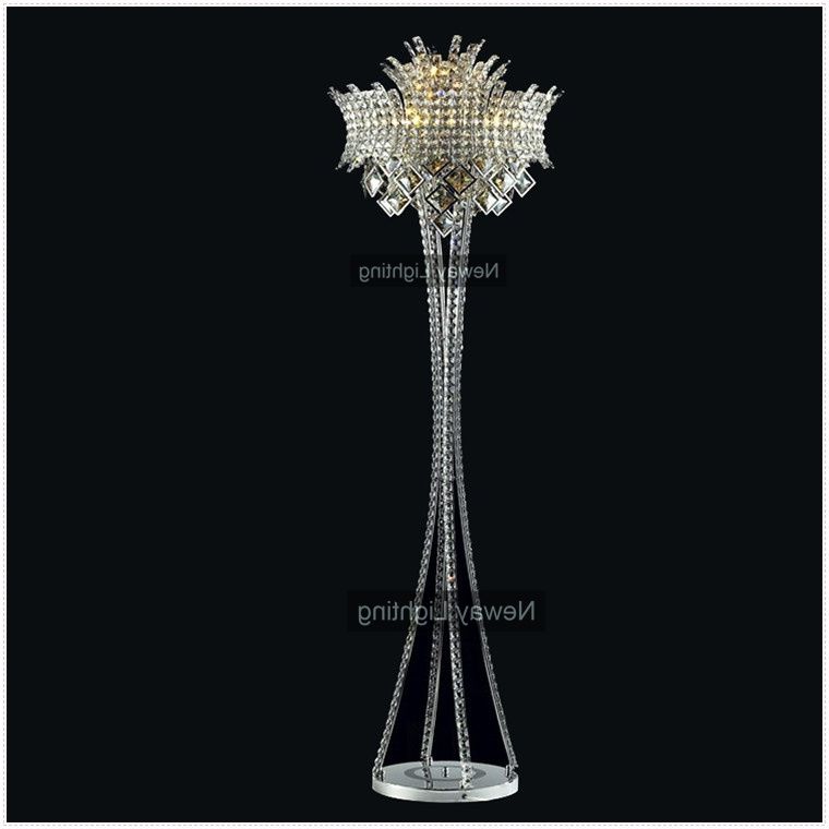 Best And Newest Home Design : Excellent Floor Lamp Crystal Chandelier Chrome Beaded With Crystal Chandelier Standing Lamps (View 6 of 10)