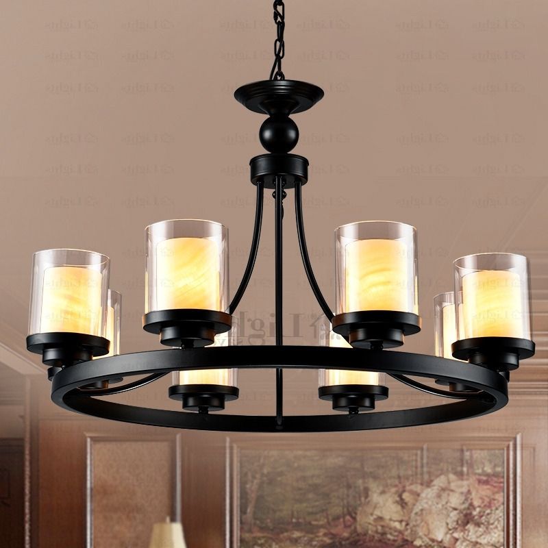 Best And Newest Vintage 8 Light Glass Shade Pillar Candle Chandelier Pertaining To Candle Chandelier (Photo 1 of 10)
