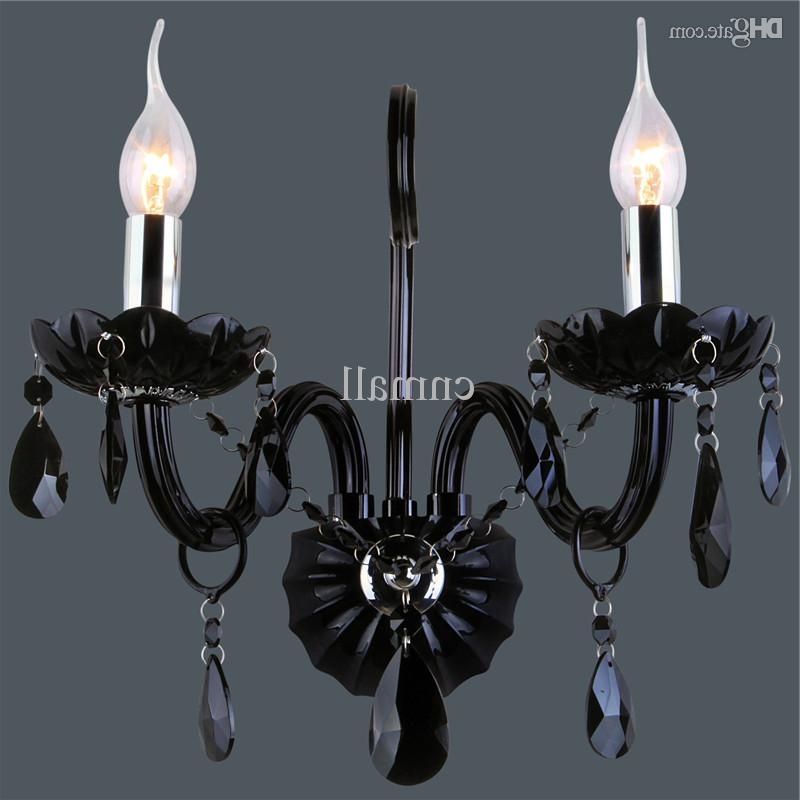 Black Chandelier Wall Lights Inside Recent Online Cheap Modern Black Crystal Wall Lamps Luxury Wall Lights (Photo 5 of 10)
