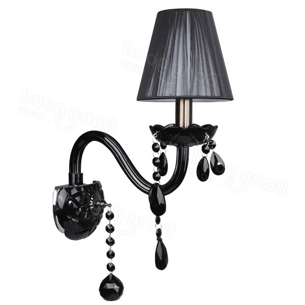 Black Chandelier Wall Lights Within Well Known Modern Black Crystal Sconce Wall Lamp Shade Chandelier Light Vintage (Photo 4 of 10)
