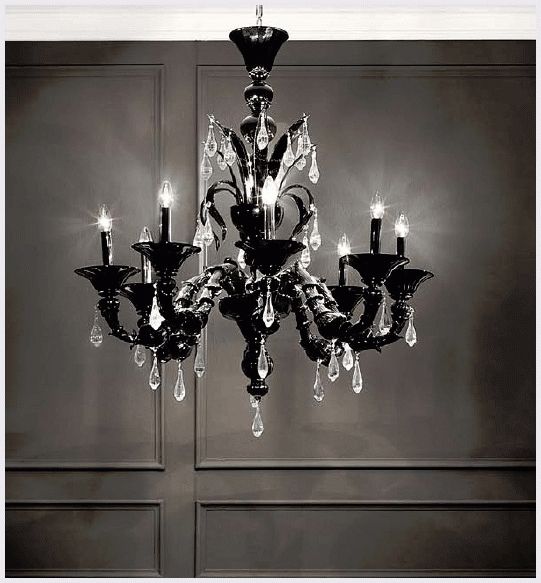 Black Glass Chandelier With Regard To Recent Black Or White Ca Rezzonico Style Murano Glass Hand Crafted (Photo 6 of 10)