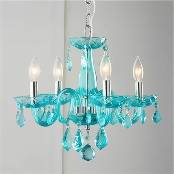 Brilliance Lighting And Chandeliers Glamorous 4 Light Full Lead Within Most Recently Released Turquoise Mini Chandeliers (View 1 of 10)