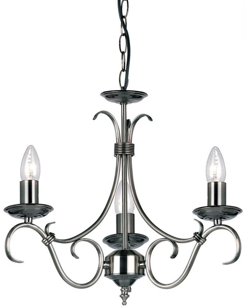 Chandelier ~ Bernice Traditional 3 Light Scrolled Arm Chandelier Pertaining To Most Popular Endon Lighting Chandeliers (View 5 of 10)