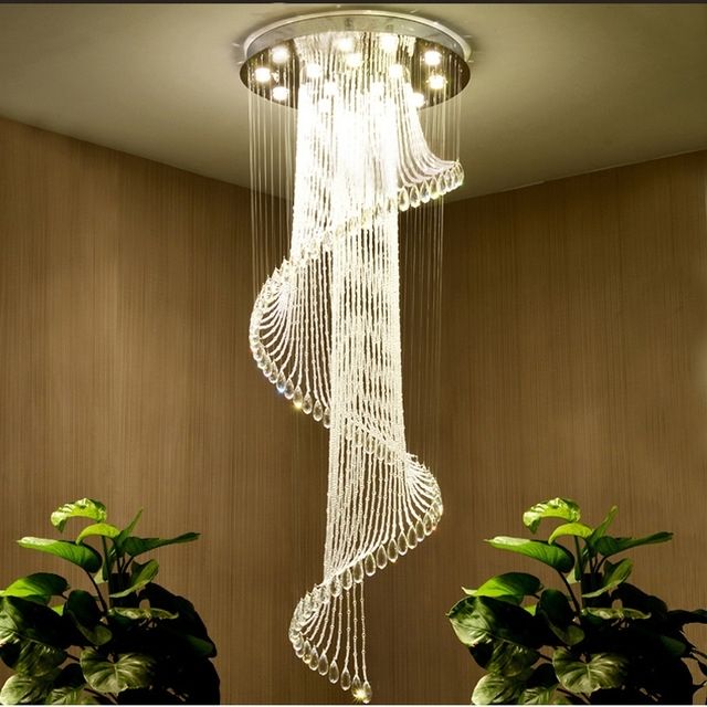 Chandelier Lights For Living Room Inside Well Known Hotel Hall Stair Chandelier Led Crystal Chandelier Lighting Living (Photo 8 of 10)