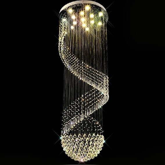 Chandelier Lights In Popular Youlaike Modern Crystal Chandelier For Stair Spiral Design Led (Photo 4 of 10)