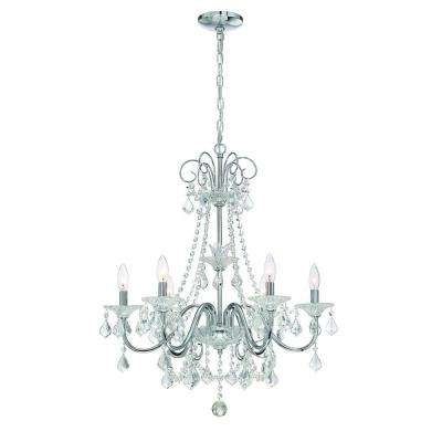 Crystal – Chrome – Chandeliers – Lighting – The Home Depot In Preferred Crystal Chrome Chandeliers (View 9 of 10)