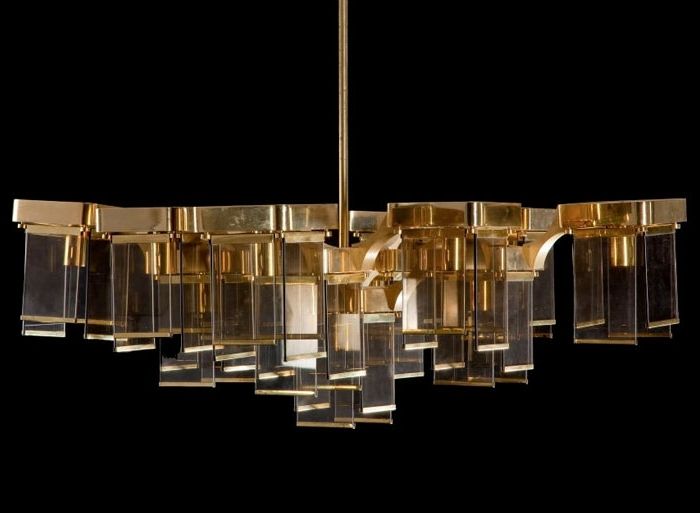 Current Brass And Glass Chandelier Within Large Brass And Glass Chandelier (View 6 of 10)