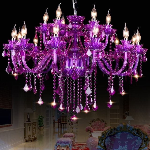 Featured Photo of 2024 Best of Purple Crystal Chandelier Lights