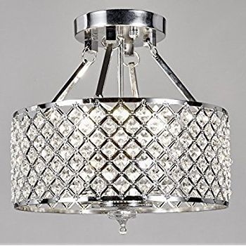 Famous New Galaxy 4 Light Chrome Finish Round Metal Shade Crystal Pertaining To Chrome And Crystal Chandelier (View 7 of 10)