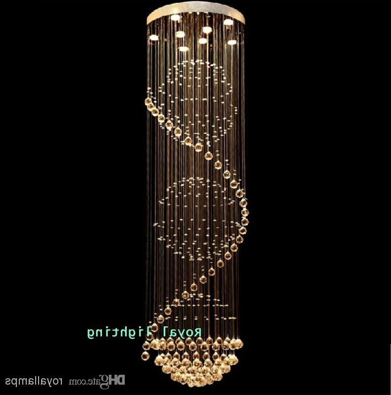 Fashionable Big Stairway Crystal Chandelier Led Lamps Long Creative Europe Within Long Hanging Chandeliers (Photo 1 of 10)