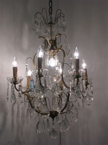 Fashionable French Crystal Chandelier Polished Brass Frame Finish 8 Light Within French Crystal Chandeliers (View 7 of 10)