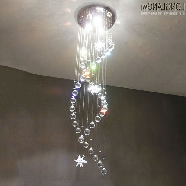 Fashionable Stairwell Chandelier Intended For New Modern Small Spiral Staircase Lights Crystal Chandelier Led (Photo 5 of 10)